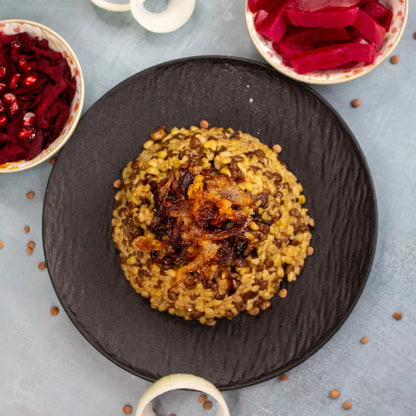 Mujaddara – Traditionelle Linsen mit Bulgur