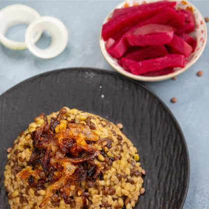 Mujaddara – Traditionelle Linsen mit Bulgur