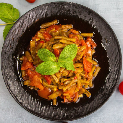 Grüne Bohnen in Tomatensauce (Vegan)