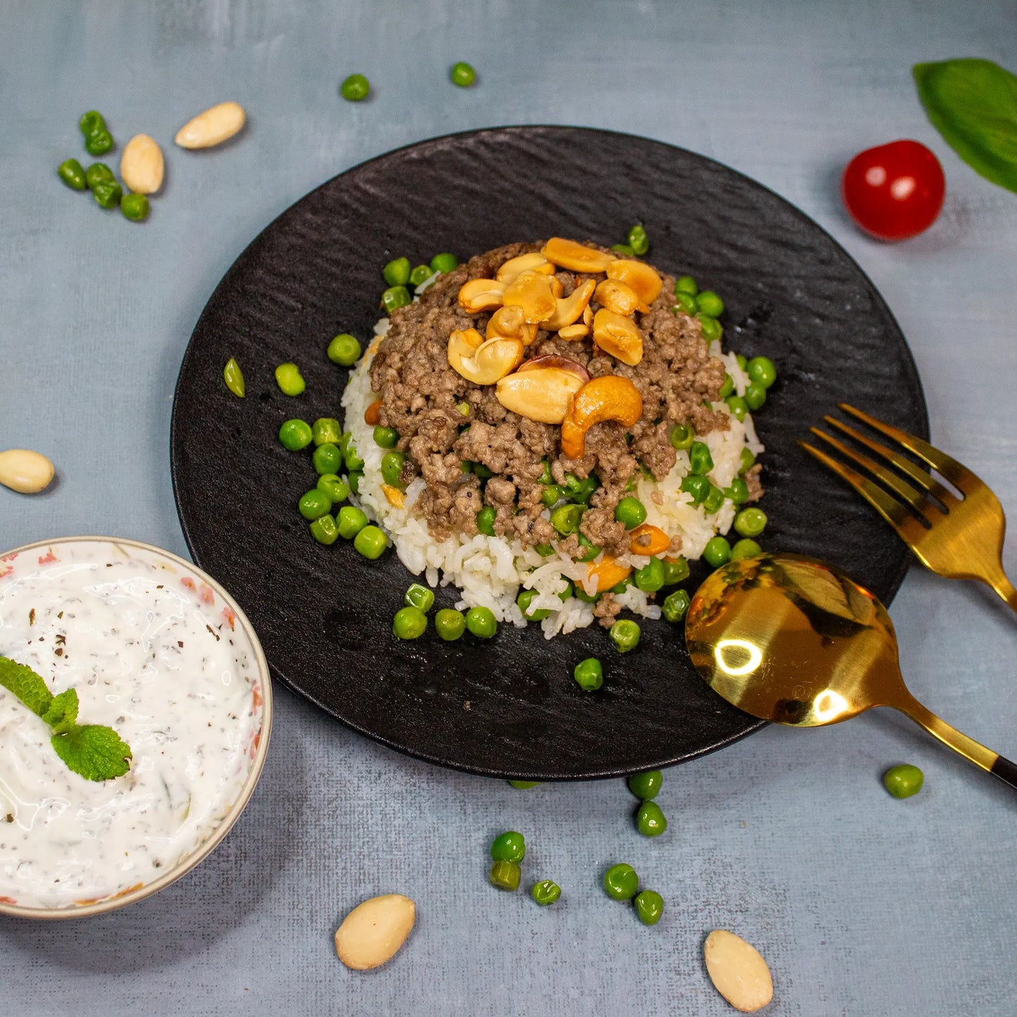 Reis mit Erbsen und Hackfleisch