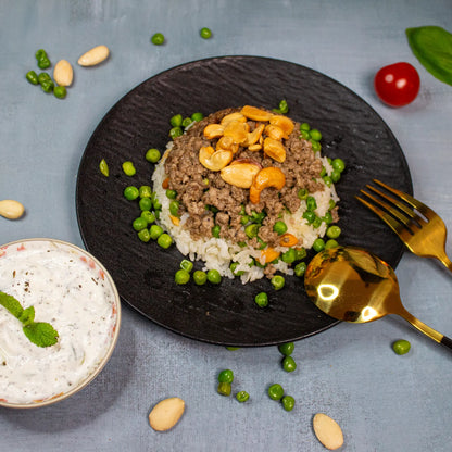 Reis mit Erbsen und Hackfleisch