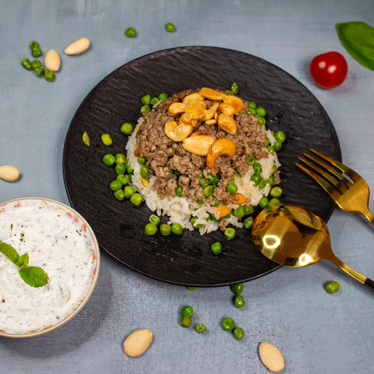 Reis mit Erbsen und Hackfleisch
