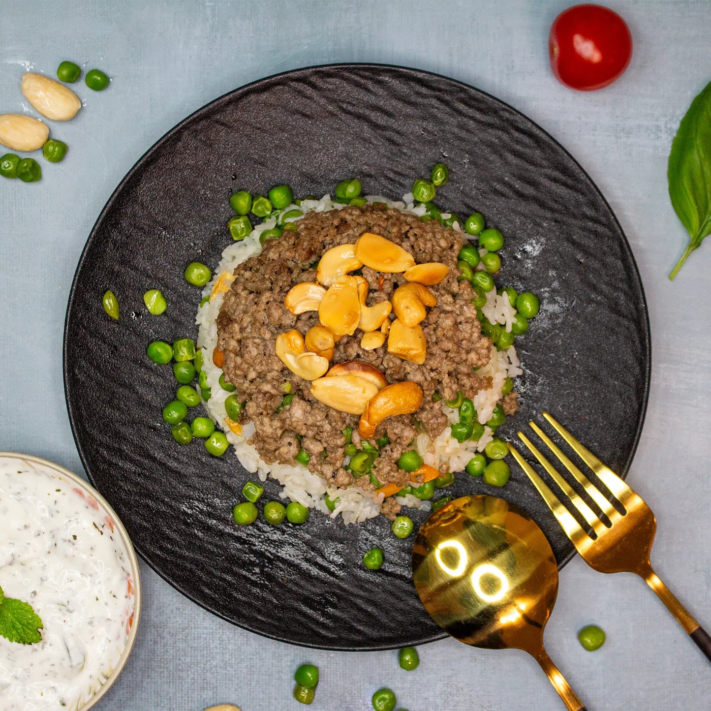 Reis mit Erbsen und Hackfleisch