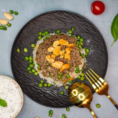 Reis mit Erbsen und Hackfleisch