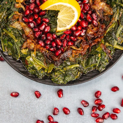 Syrischer Spinat mit Koriander und Granatapfelsirup